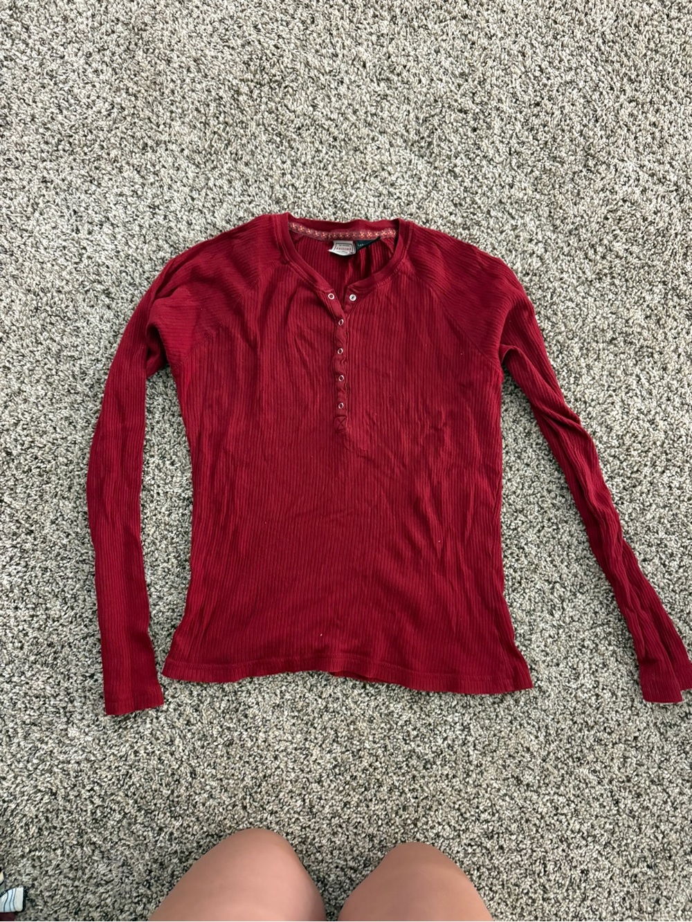 Vintage y2k Arizona Jean Company Women's Ribbed Long-Sleeve Henley